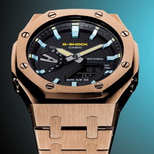 GA-2100-1A AP ROYAL OAK FULL STEEL (ROSE GOLD & CYAN)